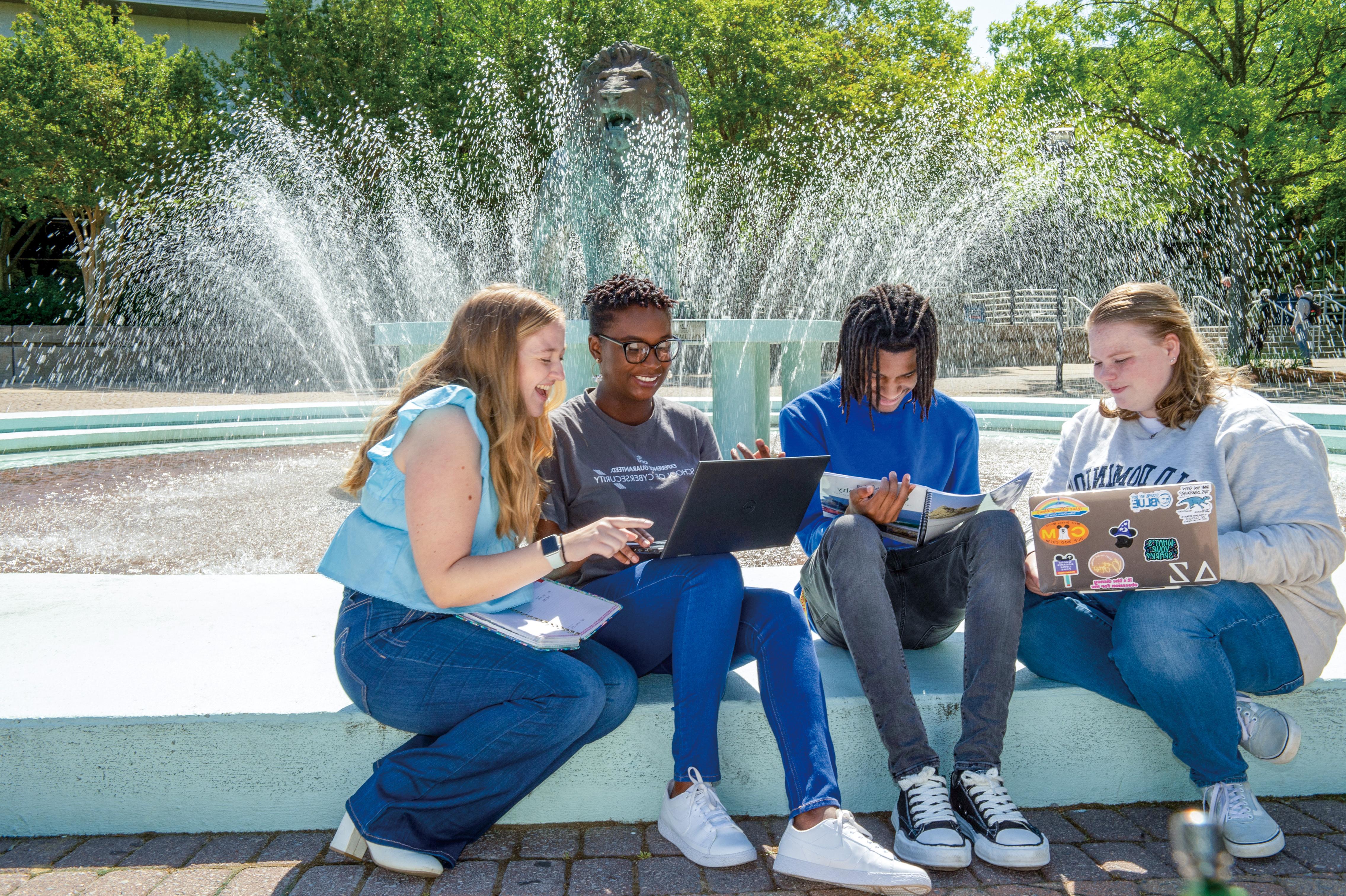 Students By the Fountain